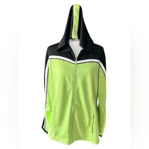 Black and Green Hooded Lightweight Tracksuit Jacket, size XL